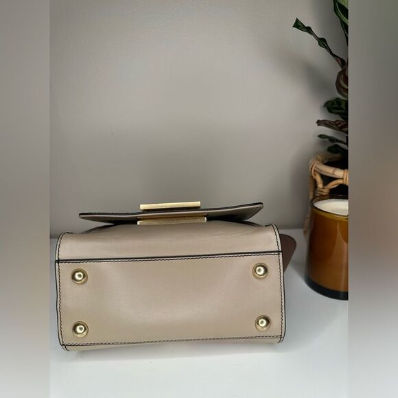 ZAC Zac Posen Eartha Top Handle Leather & Suede Satchel Cream Black Tan - Picture 8 of 15